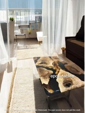 Epoxy Resin Wooden Dining Table Top Farmhouse Cafeteria Furniture Hotel & Bar De