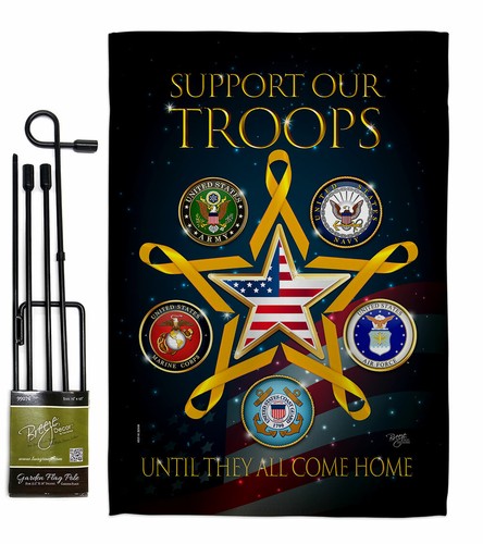 Support our Military Troops Garden Flag Service Armed Forces Yard House Banner - Picture 7 of 17
