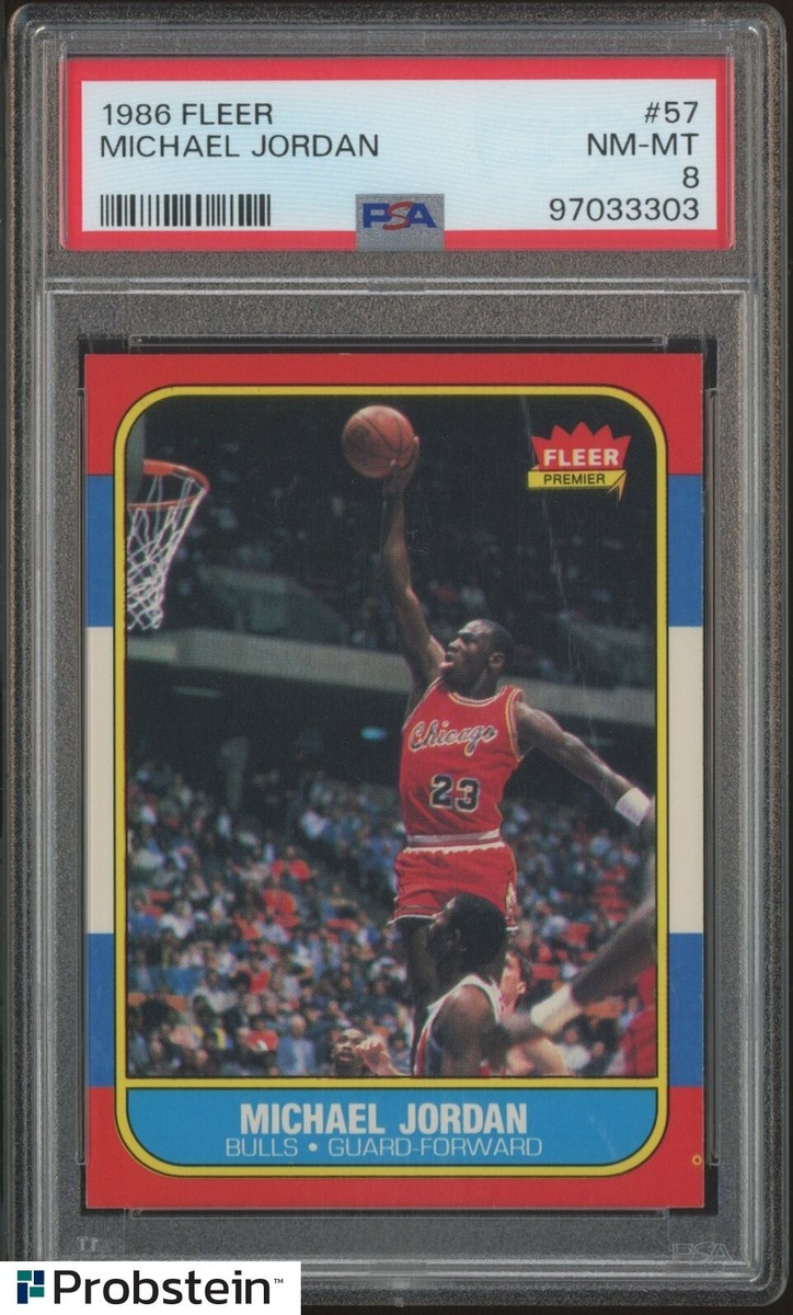 1986-87 Fleer Basketball #57 Michael Jordan RC Rookie HOF PSA 8 &#034; LOOKS MINT &#034;