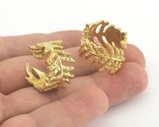 Leaf Adjustable Ring Raw brass 17mm 7US inner size - Adjustable  OZ3427