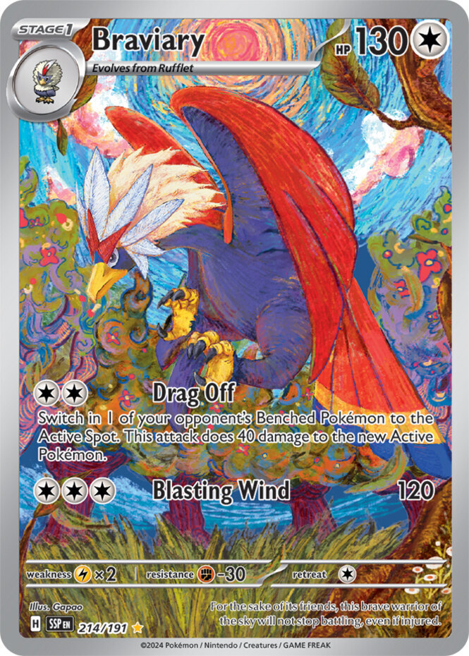 ⭐︎ Quu⭐︎ 1x Braviary - 214/191 - Illustration Rare NM-Mint Pokemon SV08