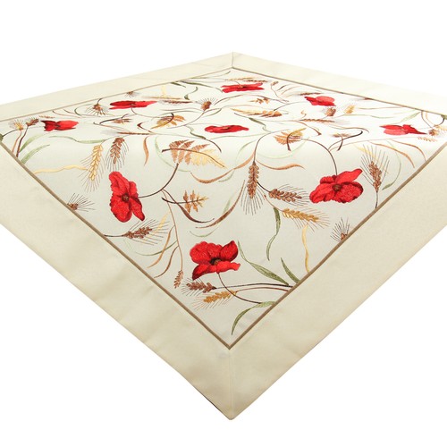 Red Poppy Crop Leaf Autumn Tablecloth Table overlay Runner Pillowcase Cream - Picture 9 of 11