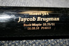 JAYCOB BRUGMAN GAME USED DTB MODEL WOOD BAT OAKLAND ATHLETICS PROSPECT #749
