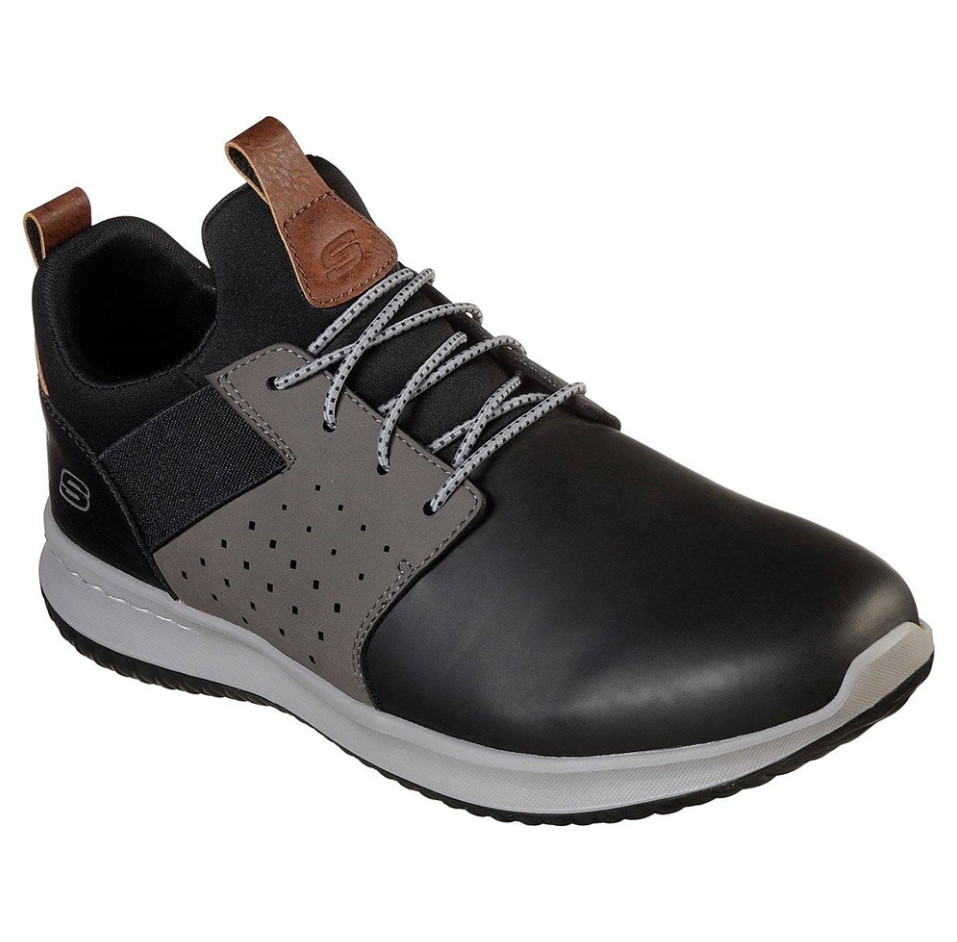SKECHERS Mens Delson Axton Shoes in Black/Grey colours image 3