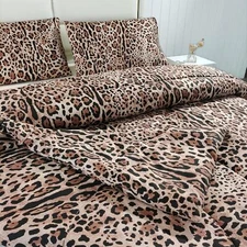 3PCS Leopard Comforter Set Queen, Animal Print Comforter Set Queen, Leopard P...
