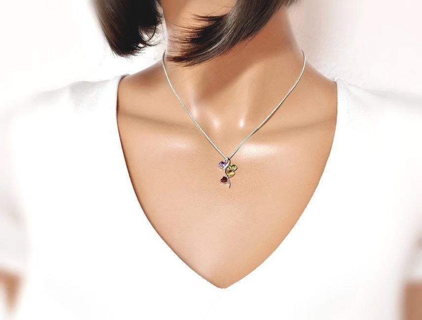 Anhänger Silber 925 granat citrin peridot Kette 45 cm echt Sterlingsilber SP274 - Bild 2 von 3