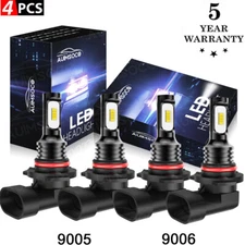 4x AUIMSOCO 9005 9006 Combo LED Headlight High-Low Beam Bulbs 6500K Cool White
