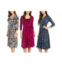 Leota Ladies Wrap Dress Stretch Wrinkle Free