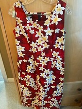 VINTAGE ROYAL CREATIONS DRESS SZ L HAWAIIAN MADE PLUMERIA RED MAXI 