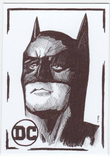 ACEO Art Sketch Card DC Batman Movie George Clooney Ink Drawing A
