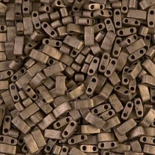 HTL-2006, Matte Metallic DARK BRONZE, 5g, Half Tila, 2 hole, 5x2.3x1.9mm, (ht55)