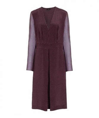 Joseph Elodie Kleid Burgunderrot Punkte Seidenmischung Gr. 12 UK