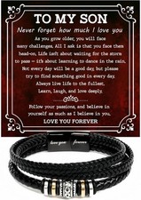 To My Son Bracelet From Mom And Dad With Message Card And Gift Box, I Love You F