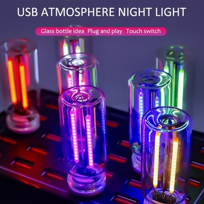 2PCS Mini USB Retro Night Light Bulb, Touch Dimmable Car Interior Ambient Lights