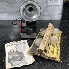 Vintage Imperial Debonair Flash Box Camera With Manual Untested With 4 Bulbs