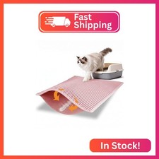 Pieviev Litter Box Mat, Double-Layer Urineproof Design, 30" x 24" Pink