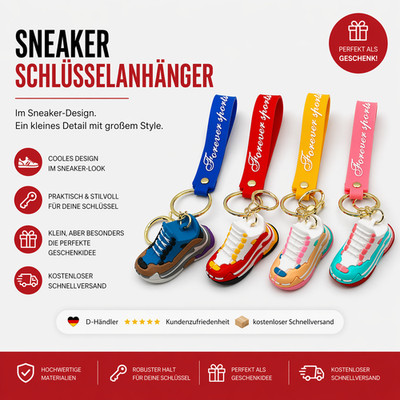 Schlüsselanhänger im Sneaker-Design l Geschenkidee l kostenloser Schnellversand