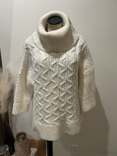 Ann Taylor Ivory Poncho Type Cable Knit funnel neck Sweater Size XS/S