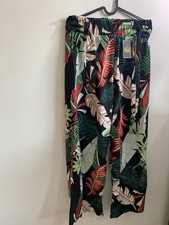 Floral Print Elastic Waist Pocketed Flower Multicolor Pants Women