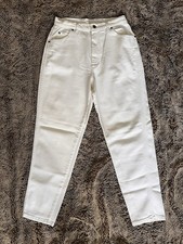 Vintage Lee Jeans White Straight Leg Ankle High Rise Women  s 14 Medium