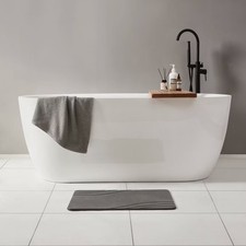 15.4"x23.6" Diatomaceous Stone Hard Bath Mat Graphite Gray