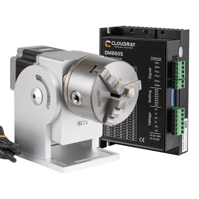 Rotary Attachment MAX Dia.100mm Rotary Device with Three Chuck + DM860S Driver #