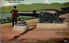 Linda Vista Park Santa Monica Cannon Postal Hombre con Sombrero Tichnor 1000