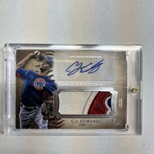 C.J. EDWARDS AUTOGRAPH JUMBO PATCH 2015 BOWMAN INCEPTION BASEBALL 3 COLOR PATCH