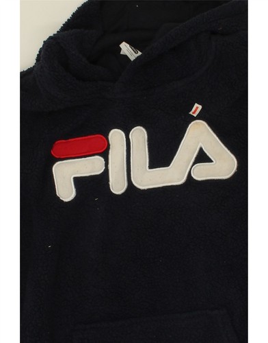 FILA Boys Graphic Hooded Fleece Jumper 14-15 Years XL Navy Blue Polyester CD49 - Picture 3 of 4