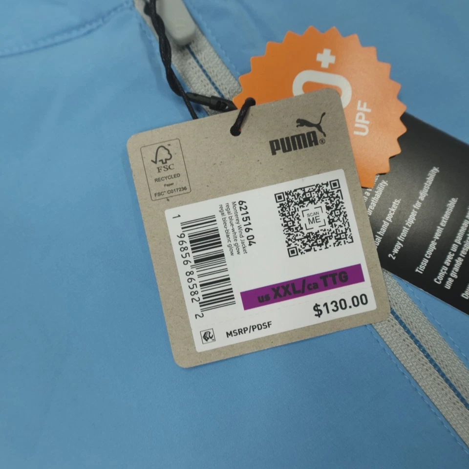 Chaqueta de golf PUMA Monterey Wind para hombre talla 2XL azul/azul marino bloques de color WRMLBL $130 Foto 3 de 4