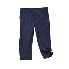 Eddie Bauer Capri Womens 8 Navy WR Tech Stretch Ruched Hem Hiking Zip Fly Pants