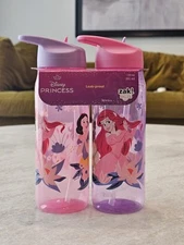 Disney Princess ZAK! 2-Pack 20oz Leak-Proof Water Bottles BPA-Free Ariel Belle +