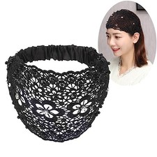Boho Stretchy Hollow Rhinestone Headbands for Women - Black