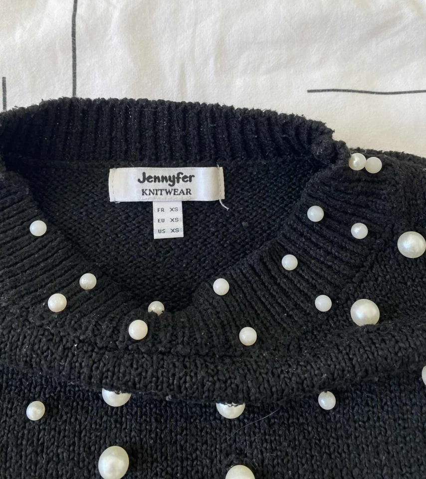 Pull femme noir avec perles JENNYFER Taille XS (34) - Photo 4/4