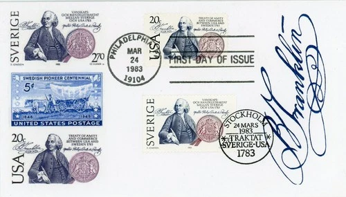 1983 US Sweden Treaty of Amity Joint FDC # 2036 & Sweden # 1453