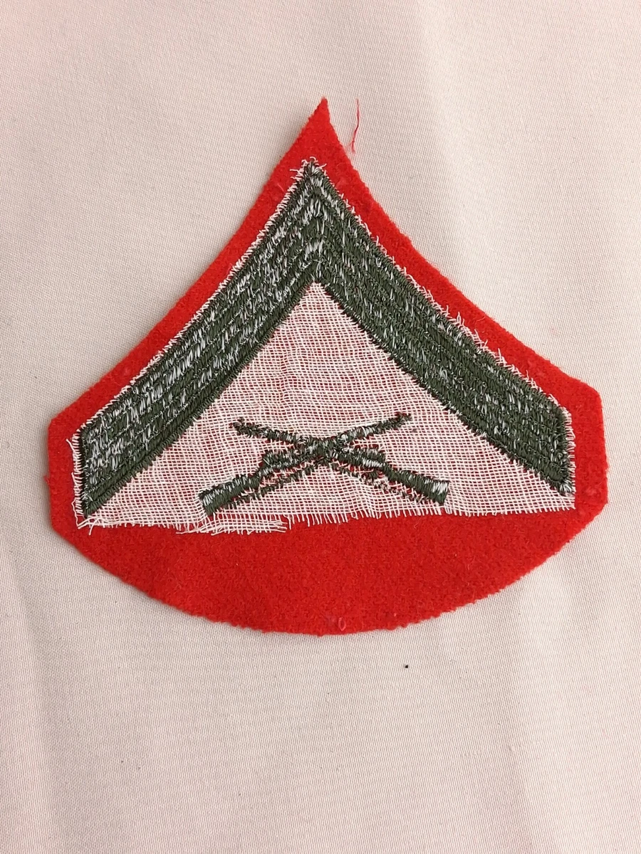 US Marine Corps Corporal Rifleman Chevron Patch Red Felt Type Material 4"