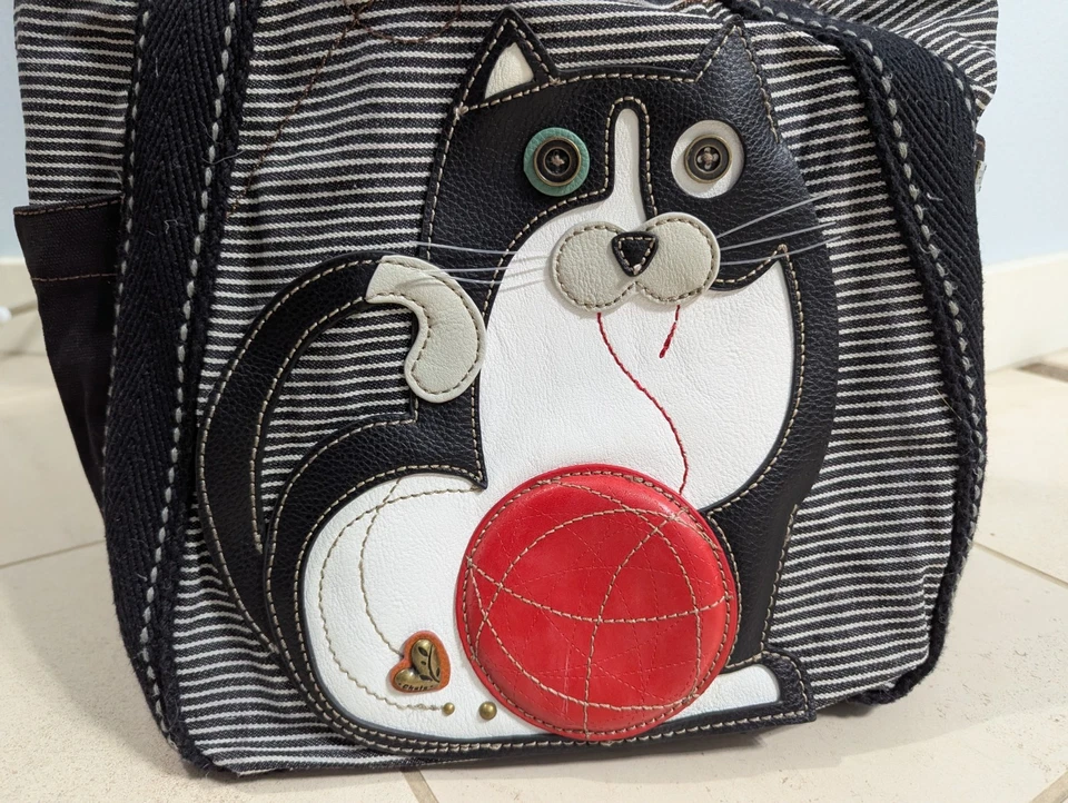Bolsa de ombro Chala Fat Cat com zíper superior bolsa tote - Imagem 2 de 4