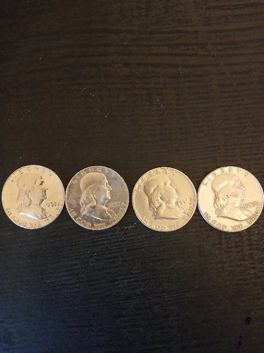 LOOK Lot Of 4 High Grade Franklin Half Dollar , Assorted Years