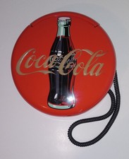 Téléphone filaire vintage 1995 Coca Cola Coke 12" rond lumineux bouton rouge enseigne