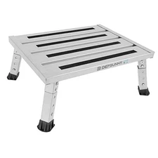Adjustable Height Aluminum RV Step, Stable Foldable Platform Step Stool, Silver
