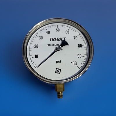 #ad Stainless Steel Pressure Gauge Lower Conn. 1 4quot; NPT 4.5quot; Trerice 0 100 psi $29.99