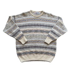 Vintage Glencraig Sweater Wool Stripe Large 70s Fair Isle Scotland