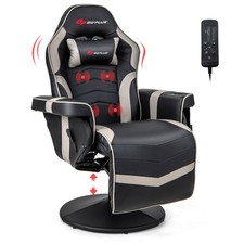 Massage Gaming Recliner Height Adjustable Racing Swivel Chair with Cup Holder