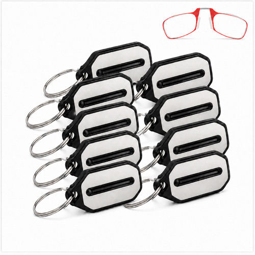 10 Pack Reading Glasses Nose Clip 1.50 Pince Nez Readers Keychain Portable Red
