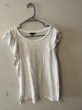 Banana Republic flutter Cap sleeve top Medium White Solid