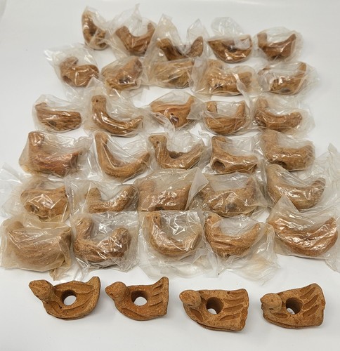 Lot of 34 VTG Rustic Terracotta Clay Birds Ducks Macrame Craft Large Hole Beads