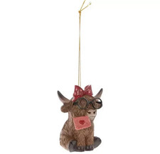 LOVE Highland Cow Ornaments Choose 1 of 2 Designs 3" H x 2.3" W x 2.19" D