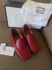 Authentic Gucci Guccissima Red Leather Mens Loafer US 7.5 GUCCI/UK7