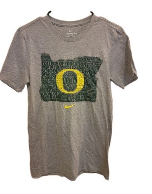 Nike Men's XS Oregon Ducks Graphic Tee Shirt Gray State Script Athletic Cut