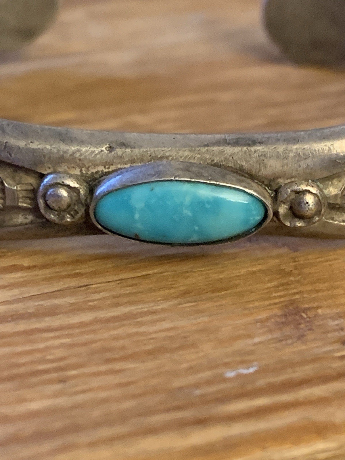Nice Old Silver Turquoise Cuff - image 6